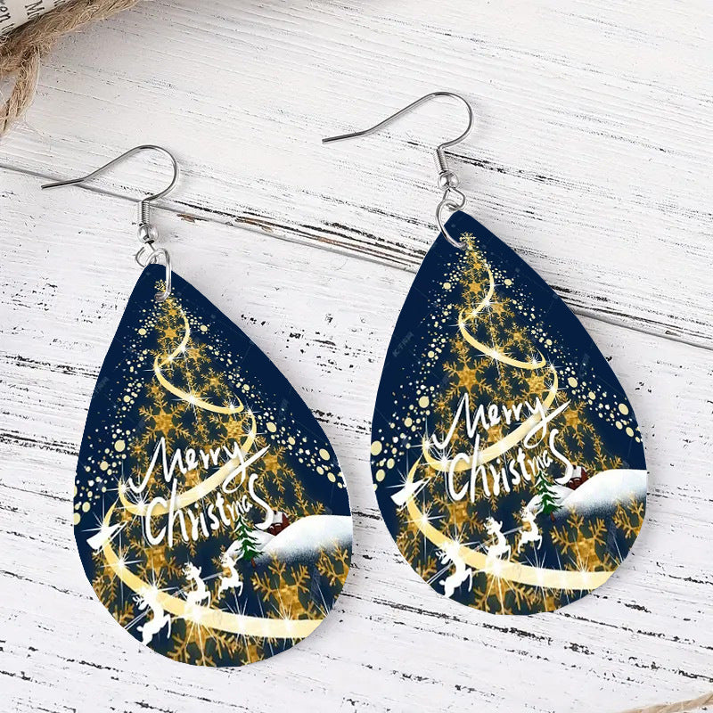 Wholesale Christmas Tree Leather Earrings